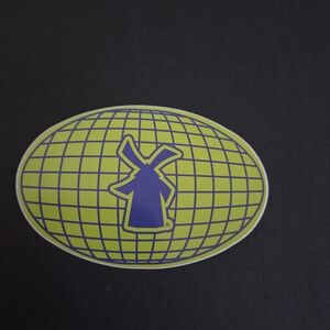 Dutch Bros Windmill Globe Graphic Sticker — Neon Yellow & Deep Blue